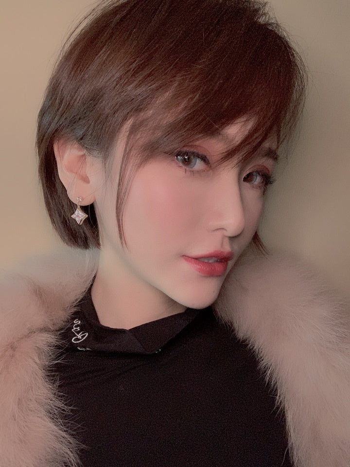 GlowDOUBLE STAR PINK GOLD MOP DROP EARRINGS