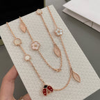 GlowLUCKY SPRING 15 MOTIFS ROSE GOLD NECKLACE