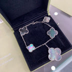 GlowCLOVER 5 MOTIFS SIVLER DARK MOP BRACELET
