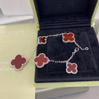 GlowCLOVER 5 MOTIFS SIVLER CARNELIAN BRACELET