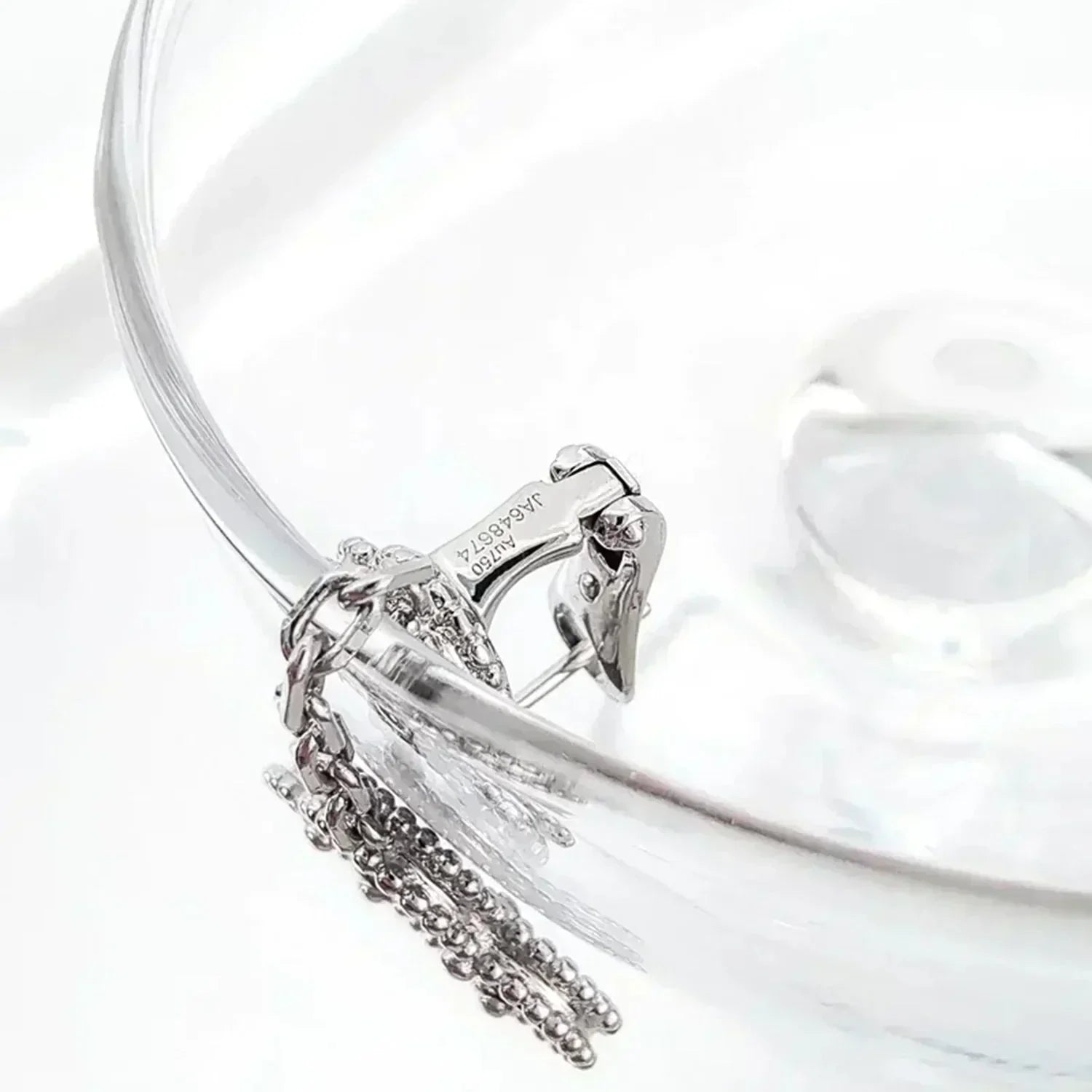 GlowCLOVER 2 MOTIFS  DIAMOND ONYX EARRINGS SILVER