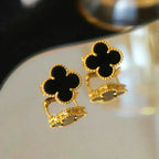 GlowCLOVER MEDIUM 1 MOTIFS  ONYX STUD EARRINGS