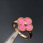 GlowCLOVER RHODONITE ROSE GOLD RING