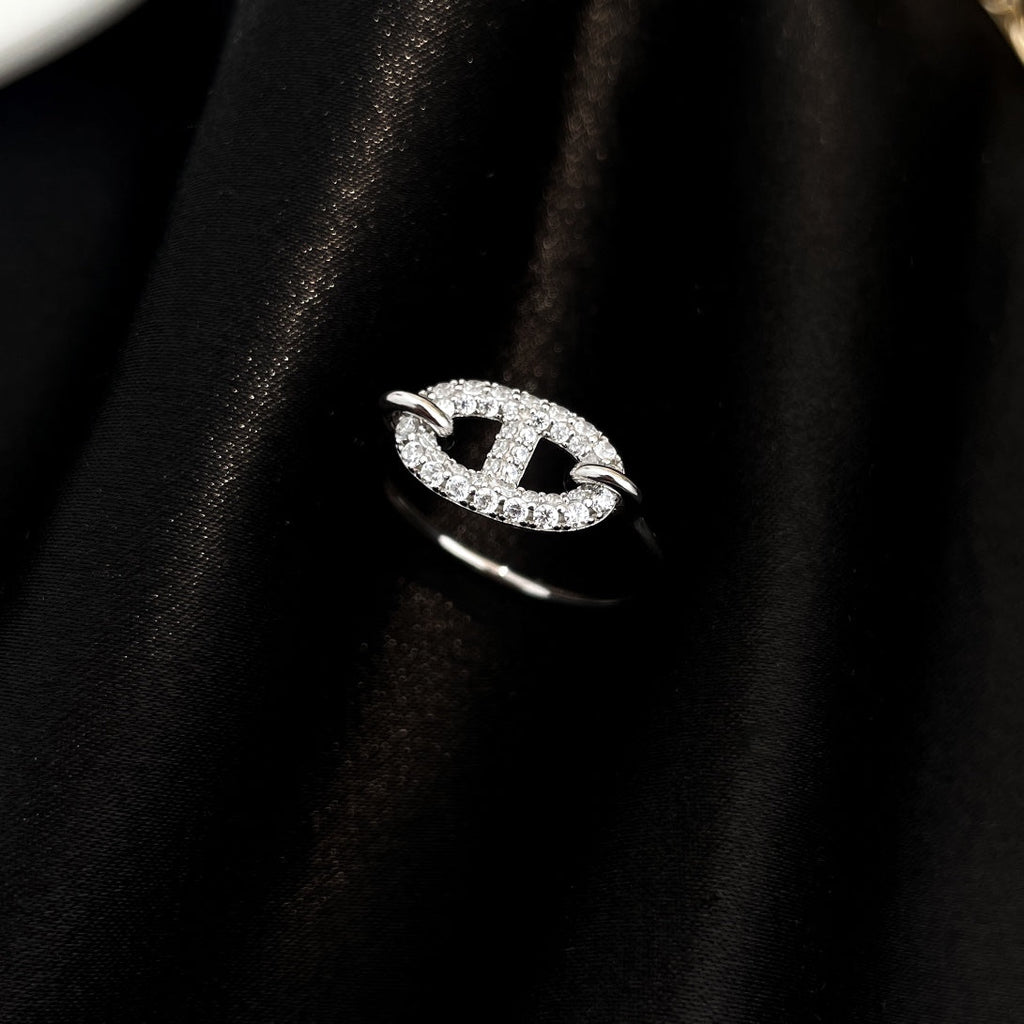 GlowRONDE SMALL SILVER DIAMOND RING