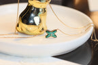 GlowJEUX MALACHITE 1 DIAMOND PINK GOLD NECKLACE