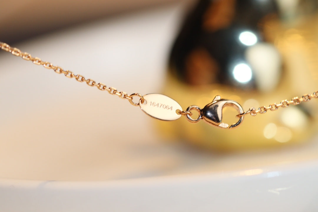 GlowJEUX MALACHITE 1 DIAMOND PINK GOLD NECKLACE