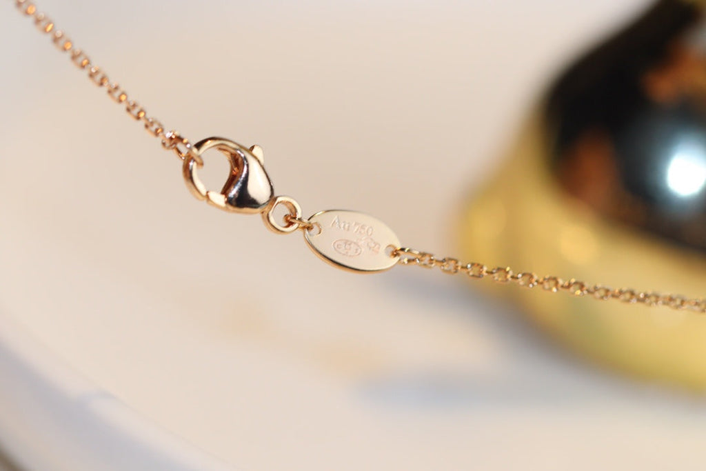 GlowJEUX MALACHITE 1 DIAMOND PINK GOLD NECKLACE