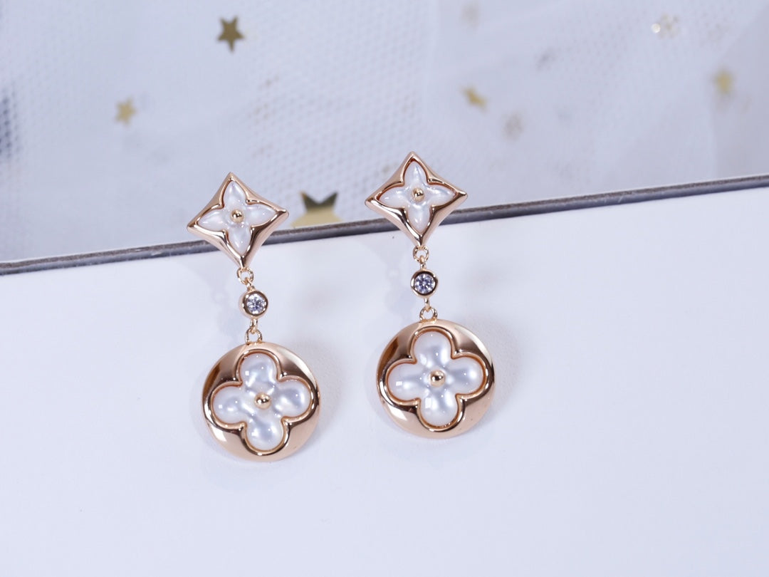 GlowSTAR AND SUN PINK GOLD MOP DROP EARRINGS