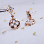GlowSTAR AND SUN PINK GOLD MOP DROP EARRINGS