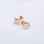 GlowSTAR AND SUN PINK GOLD MOP STUD EARRINGS