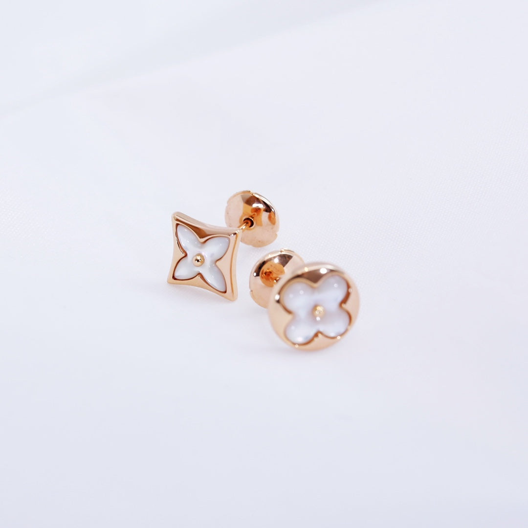 GlowSTAR AND SUN PINK GOLD MOP STUD EARRINGS