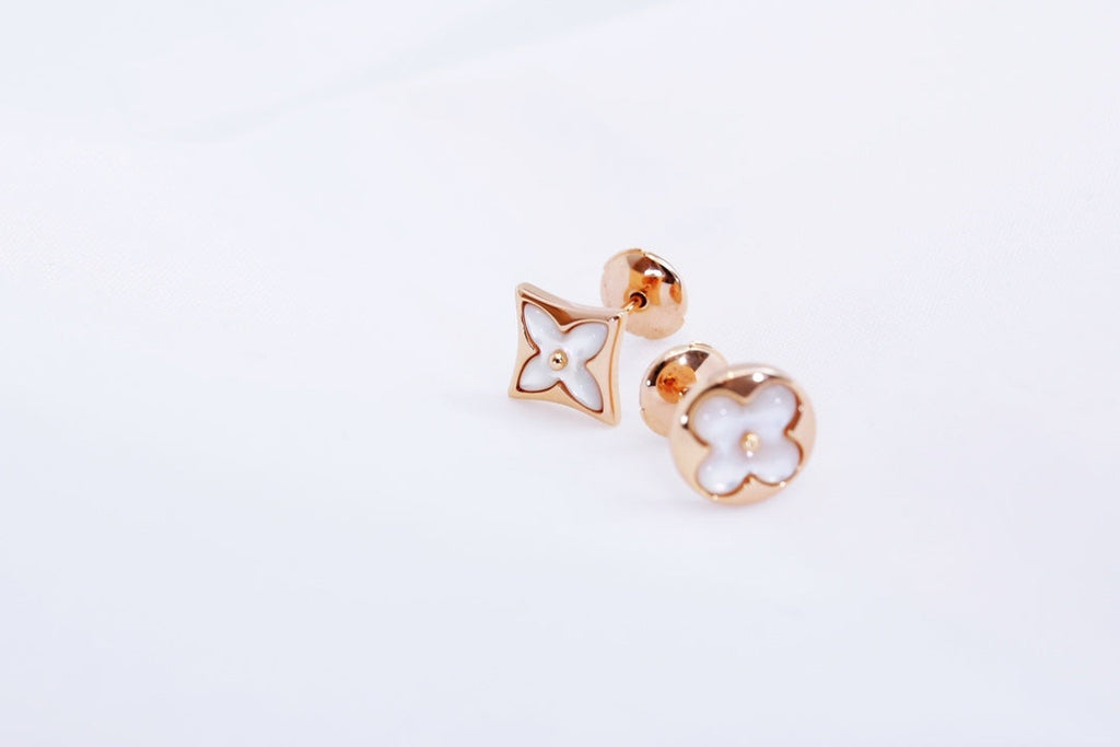 GlowSTAR AND SUN PINK GOLD MOP STUD EARRINGS