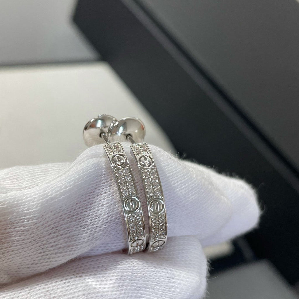GlowLOVE DIAMOND SILVER HOOP EARRINGS