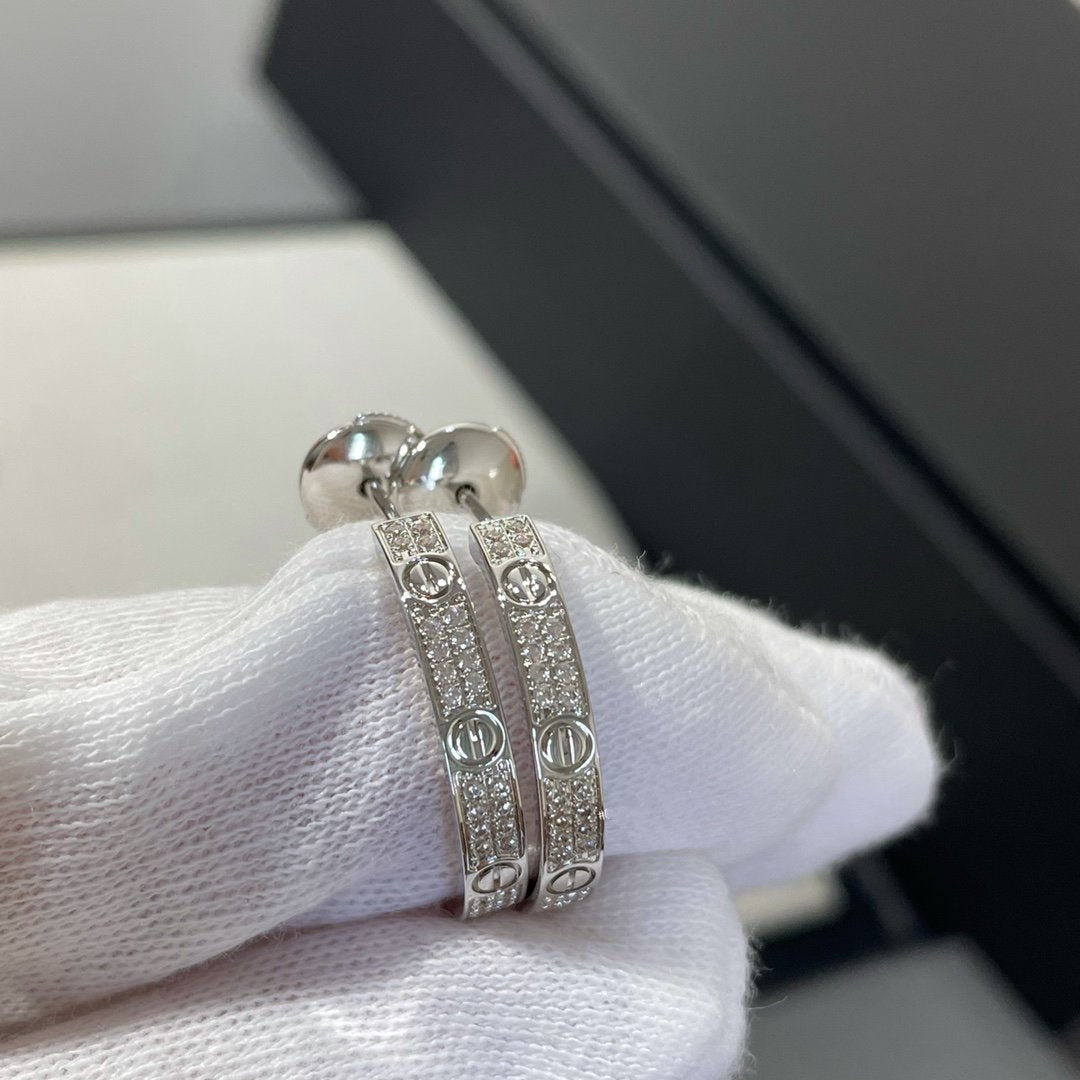 GlowLOVE DIAMOND SILVER HOOP EARRINGS