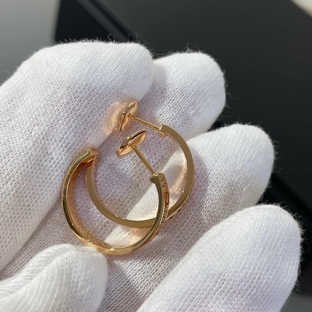 GlowLOVE DIAMOND PINK GOLD HOOP EARRINGS