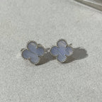 GlowCLOVER CHALCEDONY SILVER STUD EARRINGS