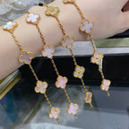 GlowCLOVER 5 MOTIF DIAMOND PINK MOP PINK GOLD BRACELET