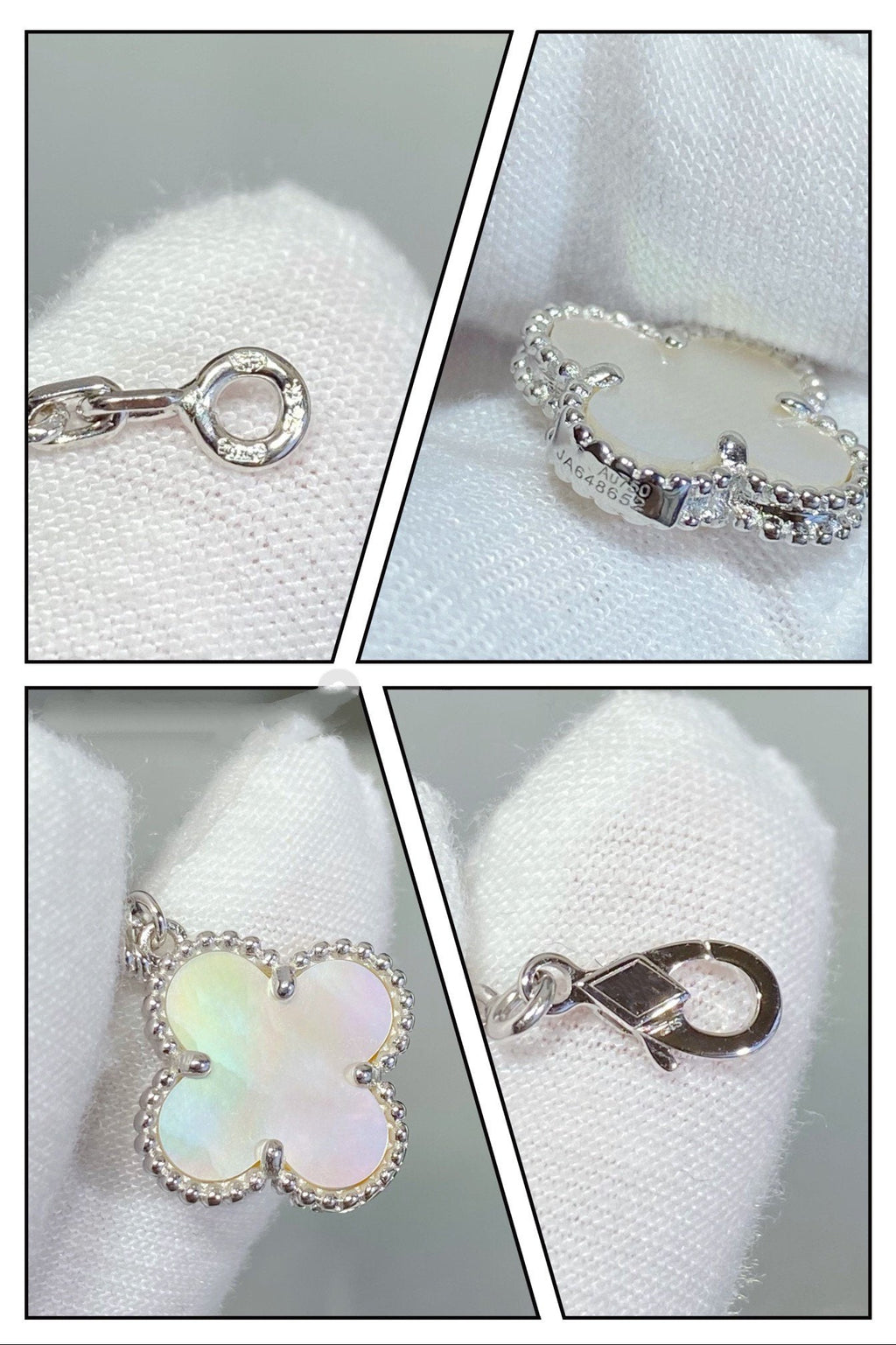 GlowCLOVER 5 MOTIF WHITE MOP SILVER BRACELET