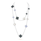 GlowCLOVER 16 MOTIF CHALCEDONY MOP SILVER NECKLACE