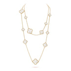 GlowCLOVER 16 MOTIF WHITE MOP GOLD NECKLACE