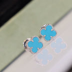 GlowCLOVER MINI TURQUOISE SILVER STUD EARRINGS