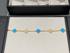 GlowCLOVER 5 MOTIF BLUE CHALCEDONY DIAMOND GOLD BRACELET
