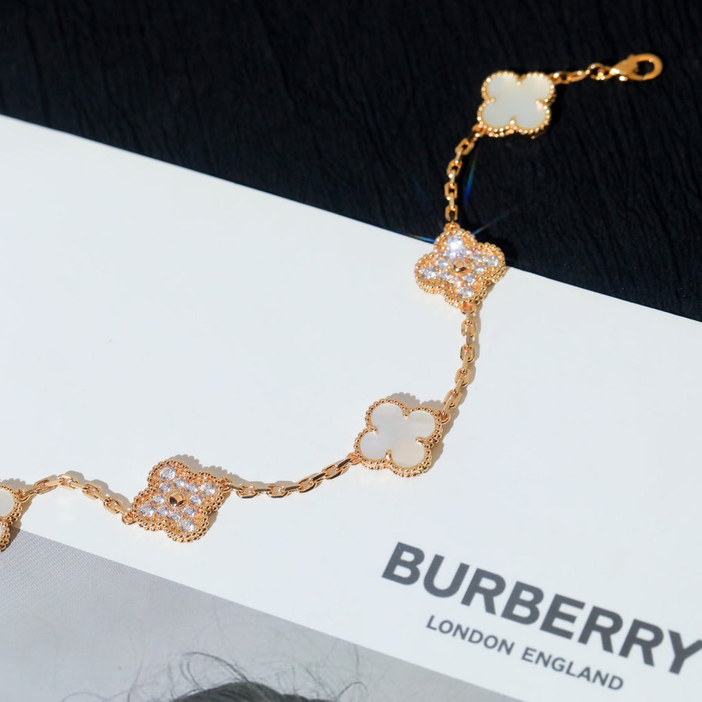 GlowCLOVER BRACELET 5 MOTIF WHITE MOP DIAMOND