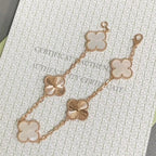 GlowCLOVER BRACELET 5 MOTIF WHITE MOP PINK GOLD