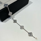 GlowCLOVER 5 MOTIF SILVER DIAMOND BRACELET