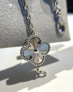 GlowCLOVER 5 MOTIF SILVER DIAMOND BRACELET