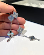 GlowCLOVER 5 MOTIF SILVER DIAMOND BRACELET