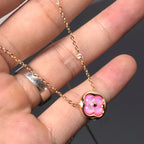 GlowCOLOR BLOSSOM PINK MOP SUN GOLD NECKLACE