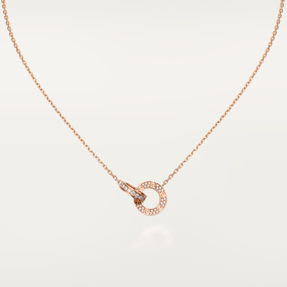 GlowLOVE 7.6MM NECKLACE ROSE GOLD AND SILVER  FULL DIAMOND