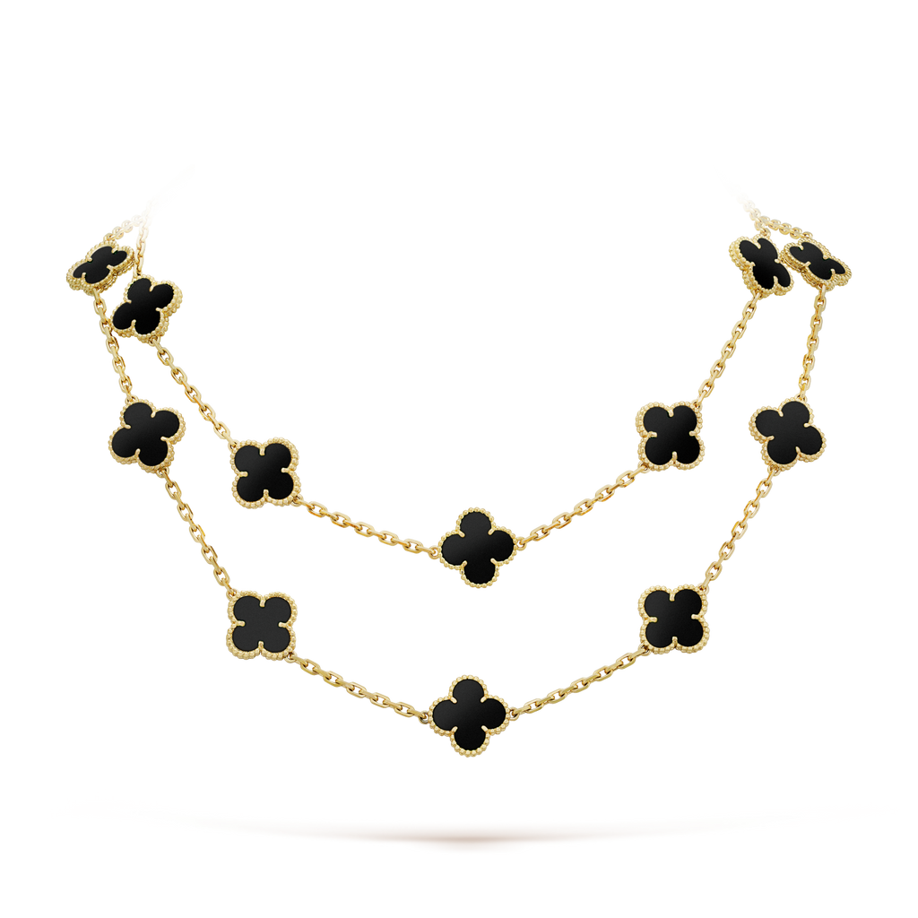 GlowCLOVER 20 MOTIFS ONYX NECKLACE