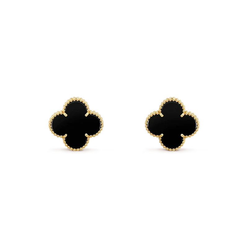 GlowCLOVER MEDIUM 1 MOTIFS  ONYX STUD EARRINGS