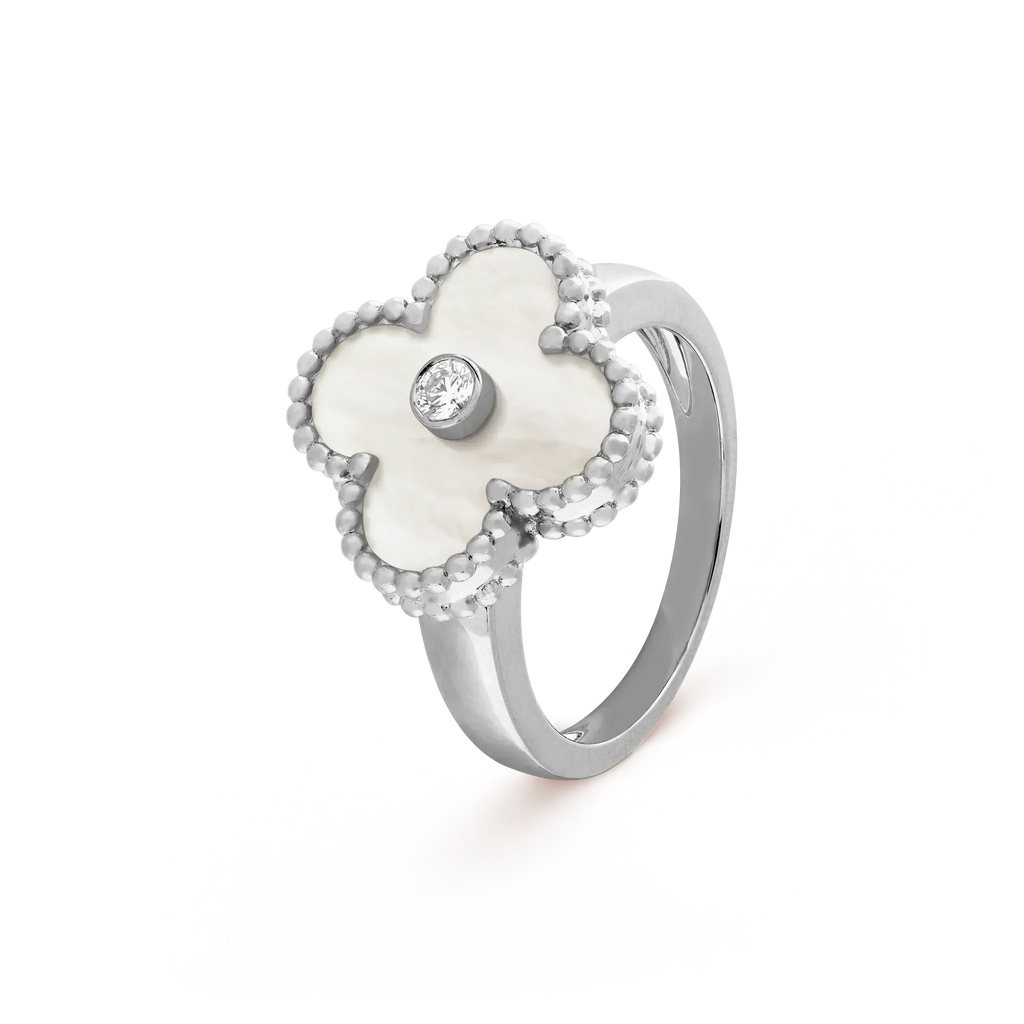 GlowCLOVER SILVER MOP DIAMOND RING