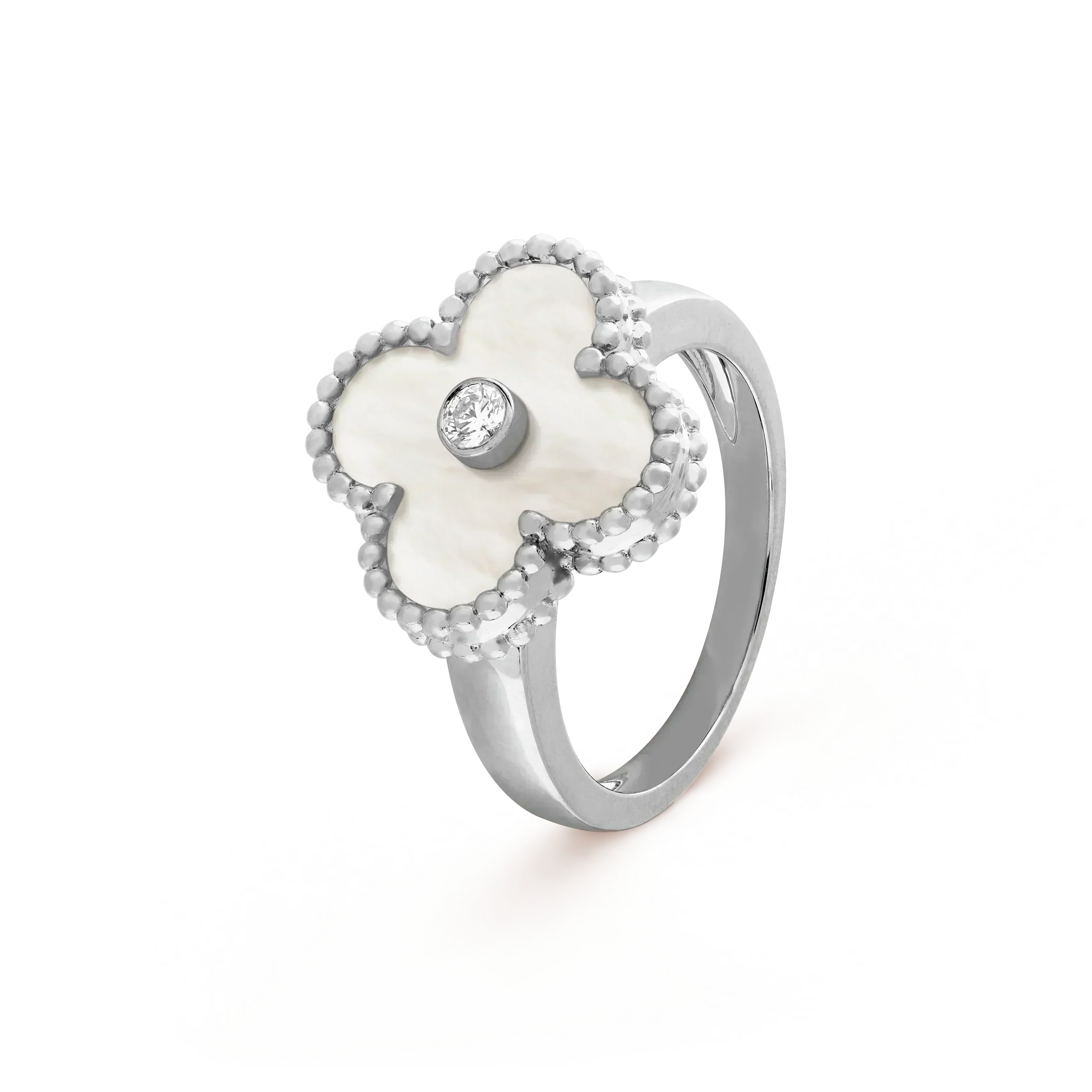 GlowCLOVER SILVER MOP DIAMOND RING