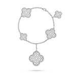 GlowCLOVER 6 MOTIFS SILVER DIAMOND BRACELET
