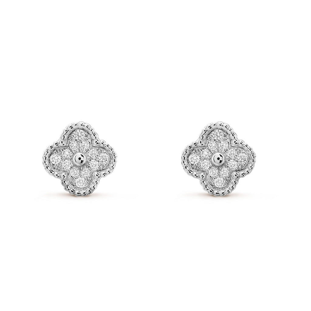GlowCLOVER MINI DIAMOND STUD EARRINGS