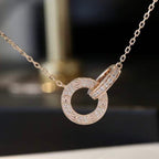 GlowLOVE 7.6MM NECKLACE ROSE GOLD AND SILVER  FULL DIAMOND