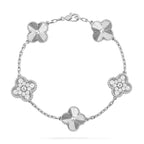 GlowCLOVER 5 MOTIF SILVER DIAMOND BRACELET