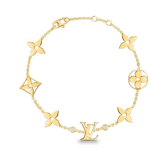 GlowSTAR AND SUN 7 MOTIFS GOLD BRACELET