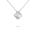 GlowCLOVER  15MM DIAMOND LASER NECKLACE SILVER