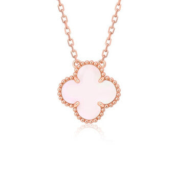 GlowCLOVER 15MM PINK MOTHER-OF-PEARL SINGLE FLOWER NECKLACE