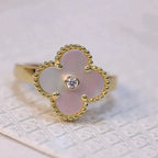 GlowCLOVER PINK MOP RING GOLD DIAMOND