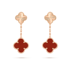 GlowCLOVER 2 MOTIF  LASER CARNELIAN EARRINGS