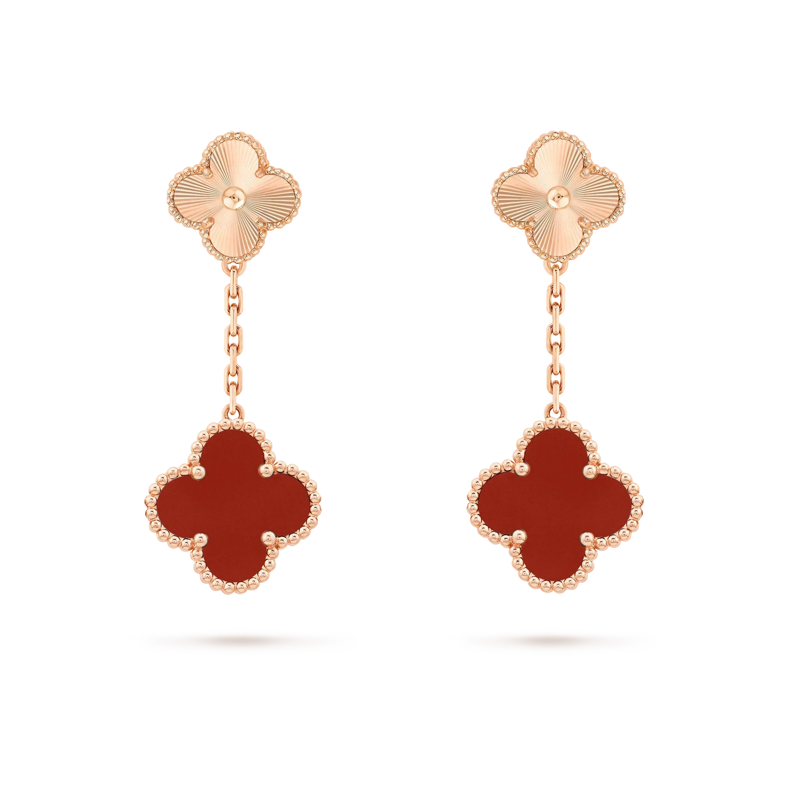 GlowCLOVER 2 MOTIF  LASER CARNELIAN EARRINGS