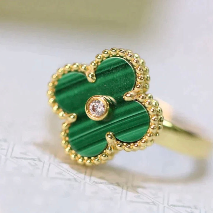 GlowCLOVER MALACHITE RING GOLD DIAMOND