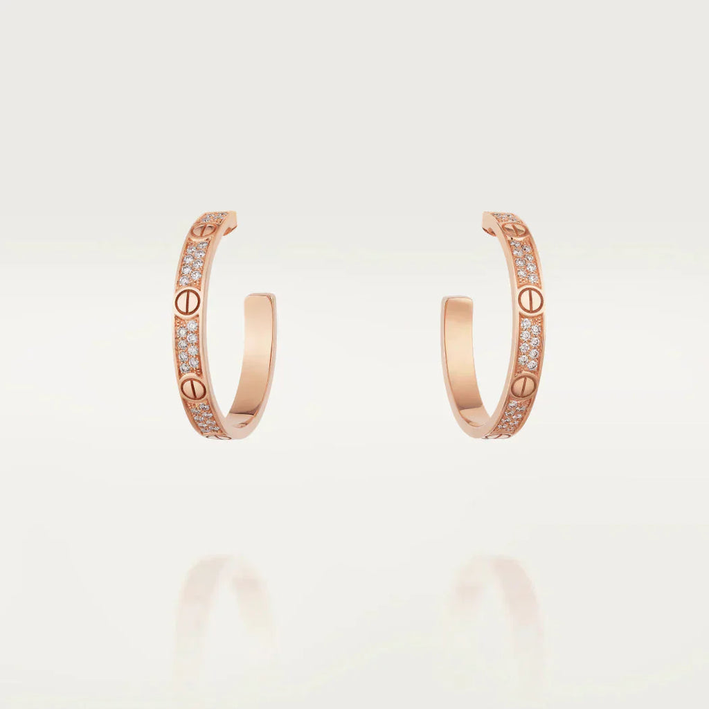 GlowLOVE DIAMOND PINK GOLD HOOP EARRINGS