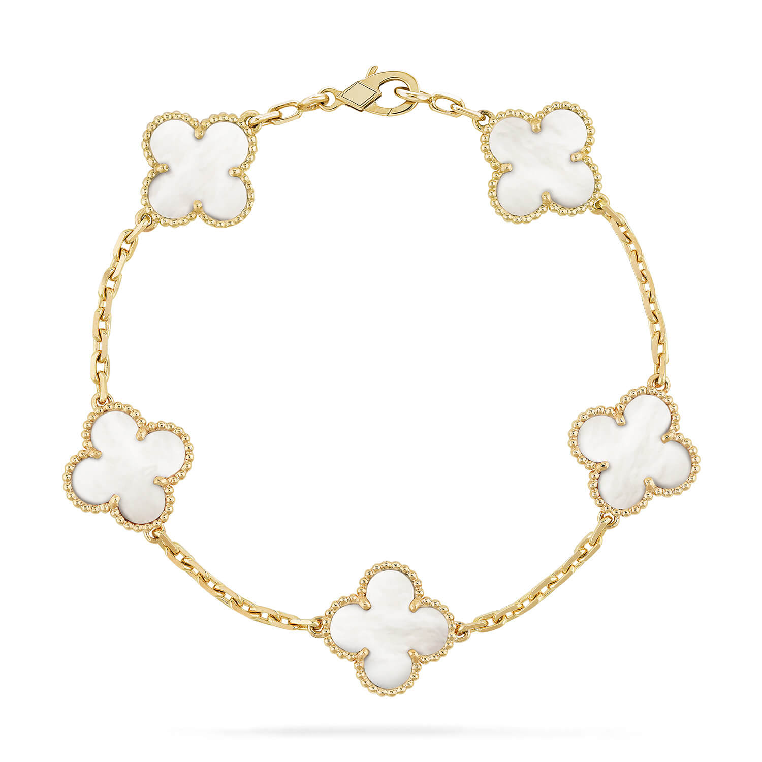 GlowCLOVER  5 MOTIF WHITE MOP BRACELET